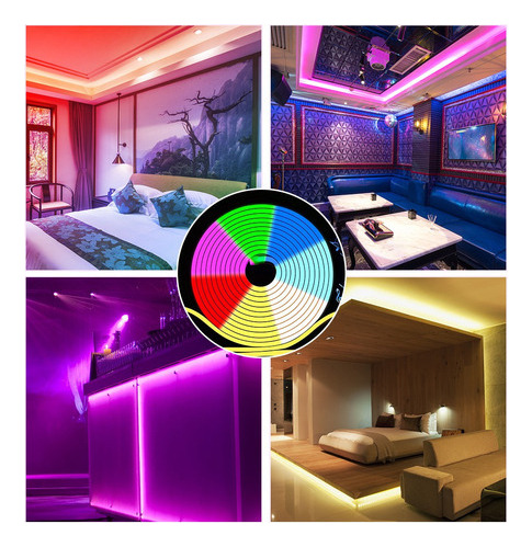 Luz De Cinta Flexible Led Rgb Con Tira De Neón, 12 V, Ilumin