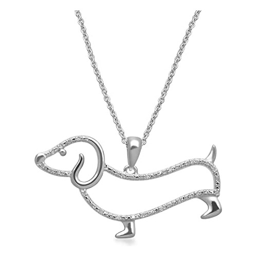 Collar Dachshund Con Diamantes En Plata De Ley