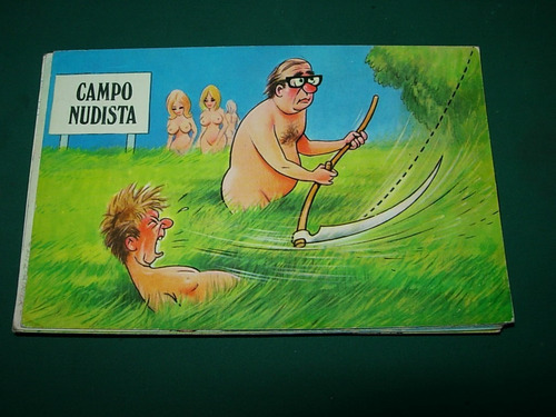 Postal Caricatura Humor Ilustrada Dibujo Picaresca Nudistas