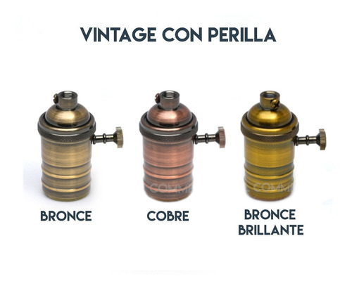Imagen 5 de 7 de 3 Portalamparas Vintage + 3 G125 Lamparas Filamento + Cable