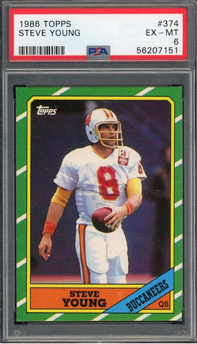 Tarjeta De Novato De Fútbol De Steve Young 1986 Topps Rc 374