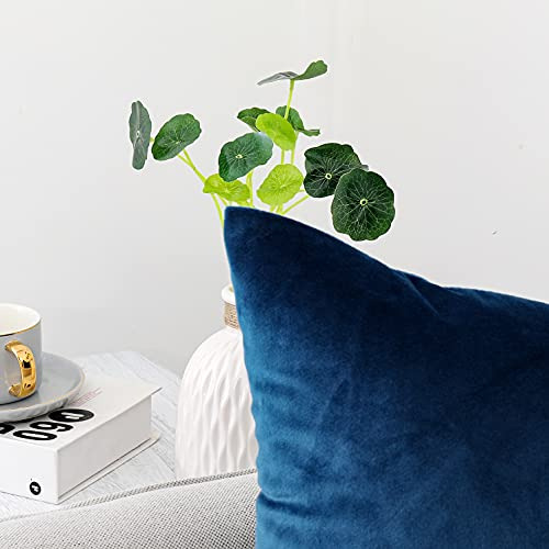 Juego De 2 Fundas De Almohada Terciopelo 22x22 Azul Oscuro.