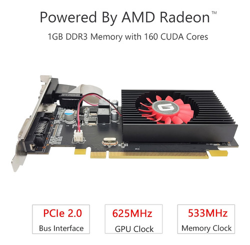 Tarjeta Gráfica De Bajo Perfil Radeon Hd 5450 1gb Ddr3, P...