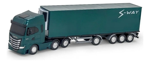 Brinquedo Carreta Caminhão Baú Refrigerado Iveco S-way Cor Verde-escuro