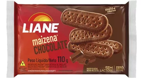 Biscoito Sem Lactose Maizena Chocolate Mini Liane contendo 3