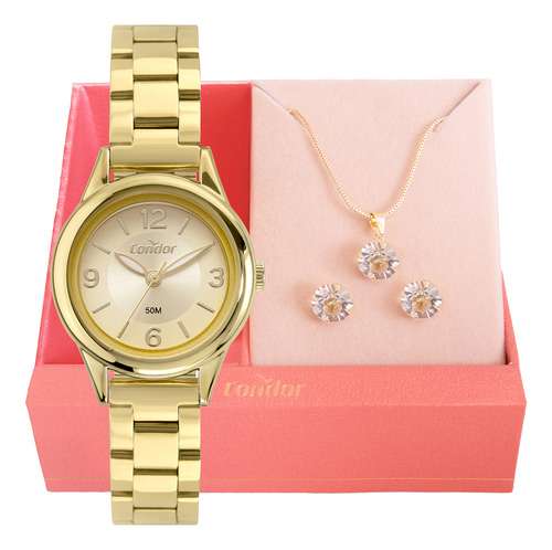 Condor CO2035NAQK4X relógio feminino dourado com joias