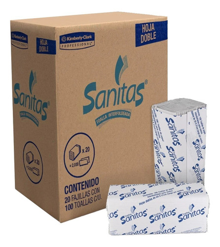 Sanitas - Toallas Interdoblada De Papel - 20 Paquetes De 100