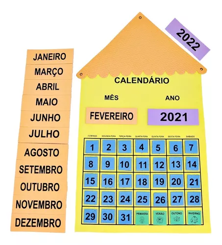 Painel Calendário Do Mês + Dia Da Semana Em Inglês Em Eva