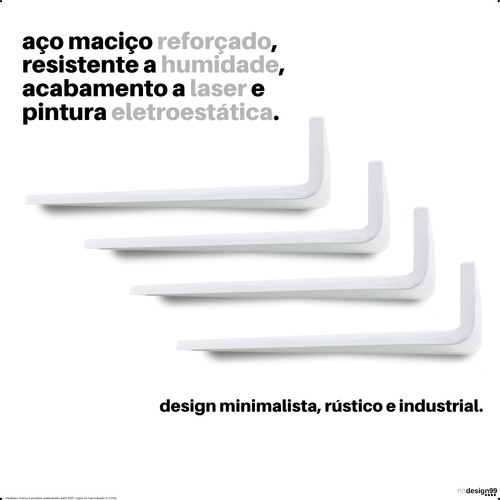 20cm - Mão Francesa Cantoneira Branca Reforçada - Rio Design99 - Ferro Aço Suporte Para Prateleira Resistente Industrial Prateleira Madeira Bancada Estante Triangular S49