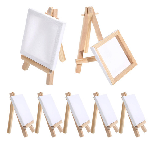 Mini Caballete De Madera Con Lienzo Para Pintura 10 Piezas