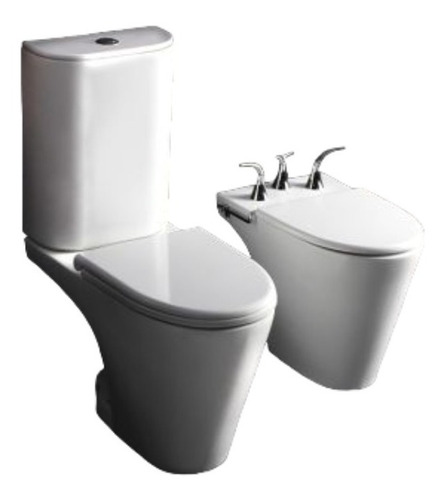 Combo Marina Inodoro Largo Deposito Y Bidet 3 Aguj Ferrum