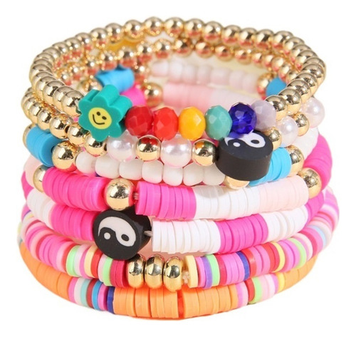 Juego De 8 Pulseras De Cerámica Blanda,a