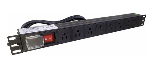 Regleta Pdu 8 Tomas 110v 15a 1650w De Rack 19 Pulgadas