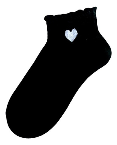 6 Pares Calcetas Para Mujer Combinadas, Corazón, Algodón.