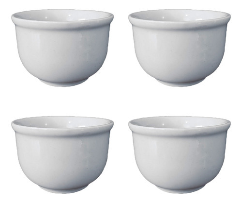 Kit 4x Pote Bowl Cumbuca Porcelana 680ml Feijoada Caldo Sopa Cor Branco