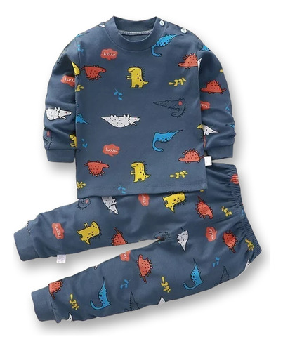 Conjunto Algodón 2pzas De Estampado Pijamas P Niños 0-4 Años