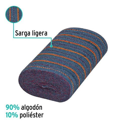Jerga Plana En Rollo 25m X 48cm Limpieza Algodón Klintek
