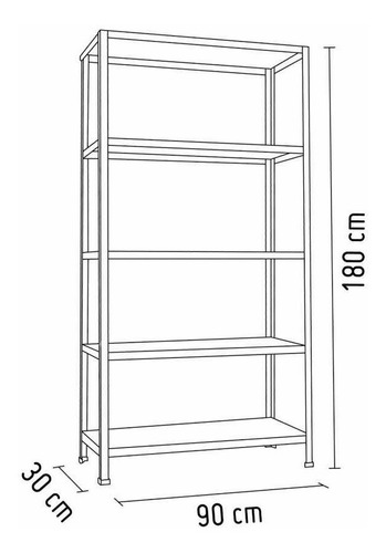 Estante De Metal 30x90x180cm Blanco
