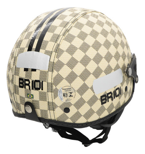 Casco Moto Br 101 Flash Chess Crystal 58 con revestimiento de ajedrez, color beige