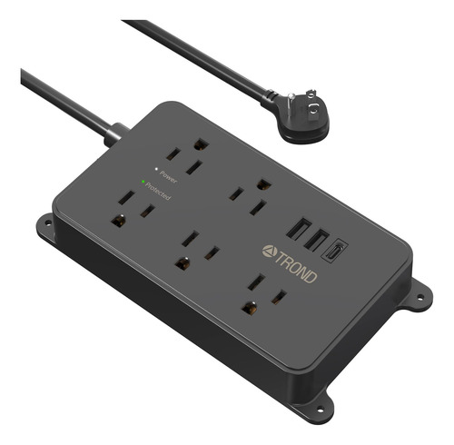 Enchufe Inteligente Marca Trond/5 Tomas/3 Usb/negro/5ft