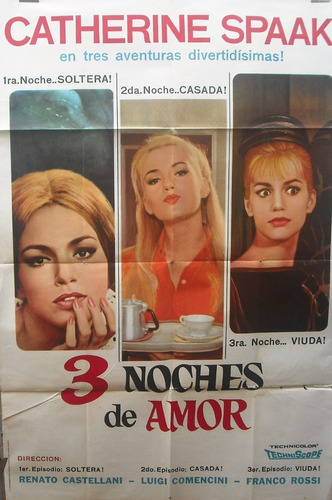 Afiche Orig. De La Película 3 Noches De Amor Catherine Spaak