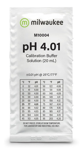 Solución Soluciones Calibración Ph4 Ph 4 Milwaukee M10004b