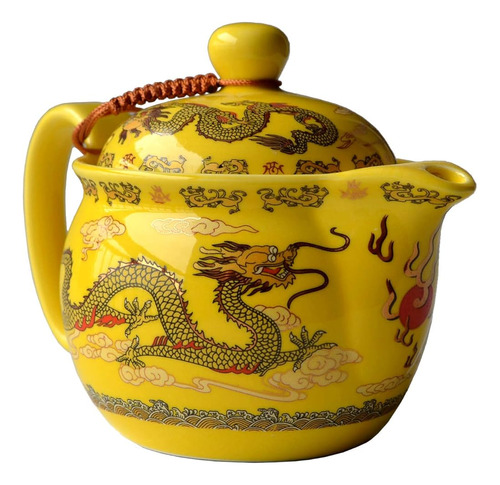 Yxhupot Tetera China Porcelana Amarilla 12oz Dragón Infusor 