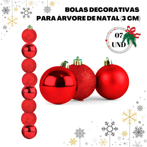 Kit 7 Bolas De Natal 3cm Grande Luxo Com Glitter Brilho Cor Bronze