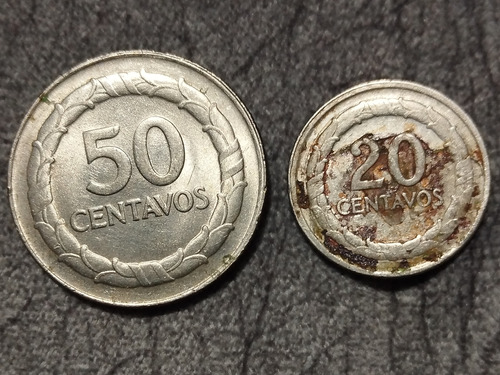 Moneda De 50 Centavos + Moneda De 20 Centavos De 1967 Niquel