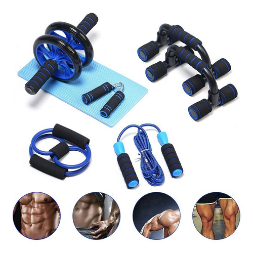 Kit Entrenamiento Abdominal Rueda Abdominal Cuerda Soportes