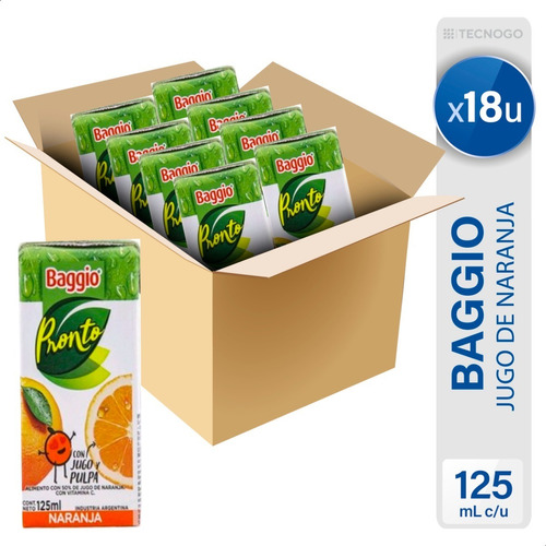 Jugo Baggio Pronto Naranja Libre De Gluten Sin Tacc Caja X18