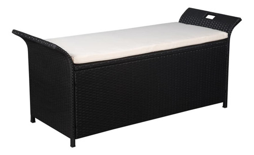 Banco De Almacenamiento Con Cojín 54.3  Poly Rattan Negro