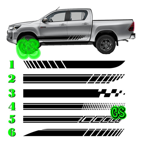 Sticker Adhesivo Franjas Laterales Puertas Pick-up Mate-pro