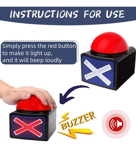 3 Peças Game Answer Buzzer, Game Buzzer Alarm Sound Button W