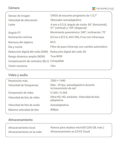 Imagen 5 de 9 de Camara Wifi Ezviz C6w 4mp Interior Audio Inteligencia