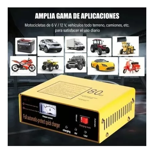 Cargador De Baterias De Carro Auto Motocicleta 110V A 12V / 24V Automatico  Nuevo