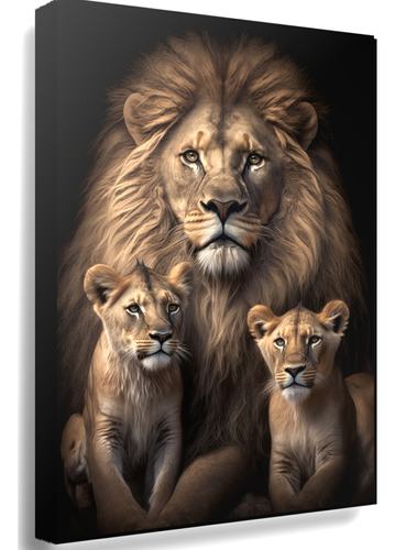 Cuadros Decorativos Modernos 90x60  Cms  Familia De Leones