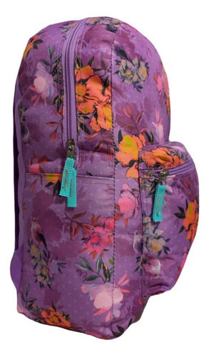 Mochila Escolar Feminina Floral Clio Stile Roxa