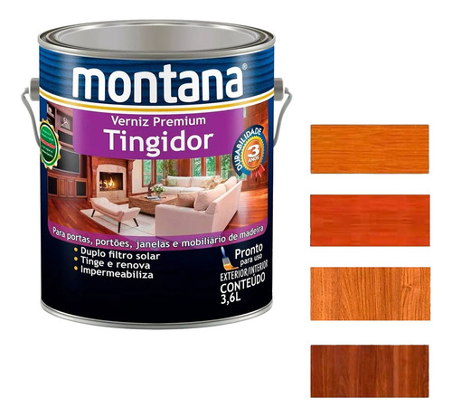 Verniz Montana Tingidor Duplo Filtro Solar 3,6lt - Cores Acabamento Brilhante Cor Imbuia