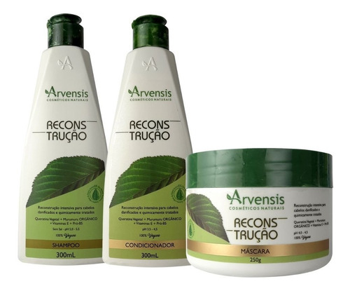 Kit Arvensis Reconstrução Shampoo Condicionador Mascara 250g