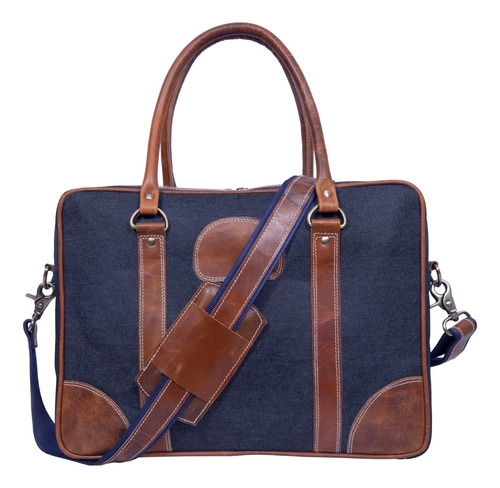 Bolso Lona Vintage Cuero Para Laptop Maletin Negocio Bolsa