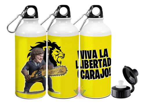 Botella Milei Deportiva Viva La Libertad Motosierra 