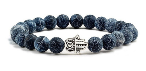 Pulsera Agata Gris Craquelada Moda Hombre Mujer 2023