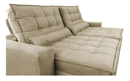 Sofá Retrátil e Reclinável com Molas Ensacadas Cama inBox Gold 2,32m Tecido Suede Velusoft Bege