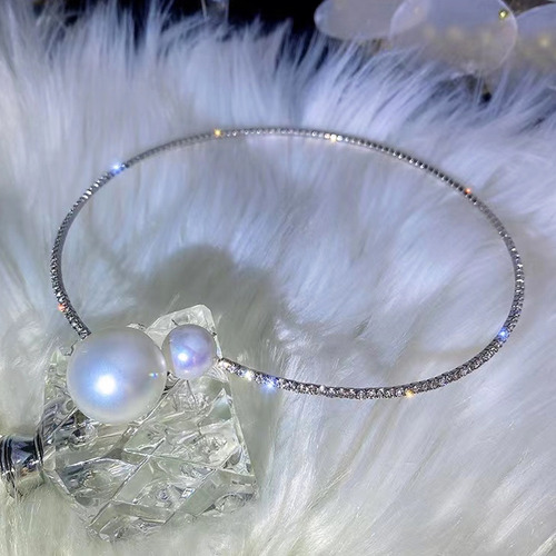 Collar Simple De Perlas Con Diamantes De Imitación Para Muje
