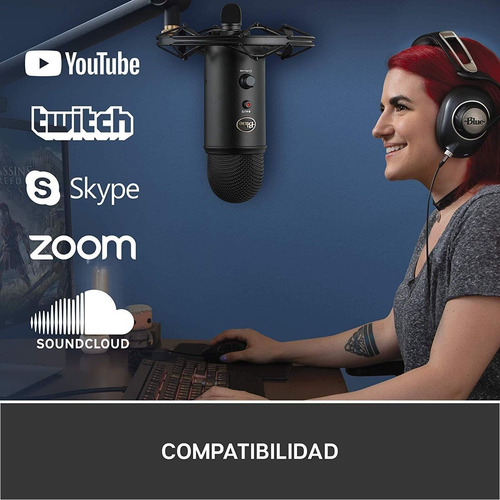 Micrófono Streaming Usb De Condensador Blue Yeti Pc/mac