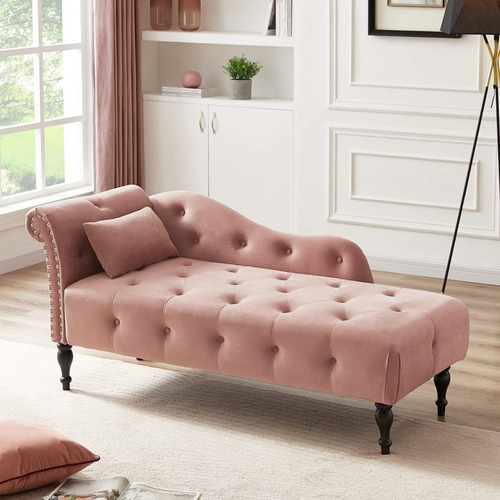 Sofa Cama De Terciopelo Botones Color Chicle Marca Wiilayok