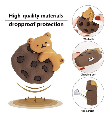 Moloppo Cute Cookie Bear AirPods 1/2, Funda Protectora De Si