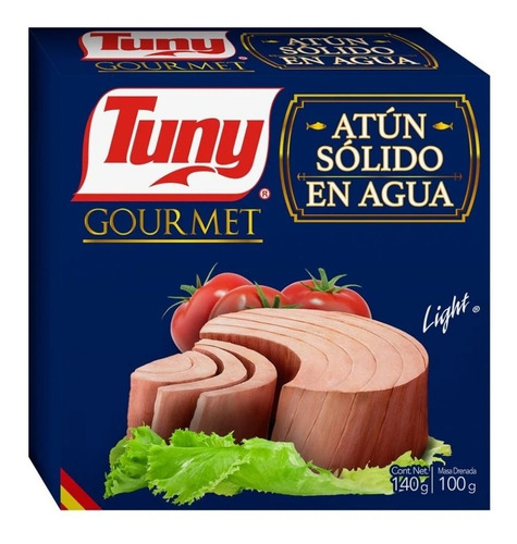 2 Atún Sólido Tuny Light Gourmet En Agua 140 Gr C/u