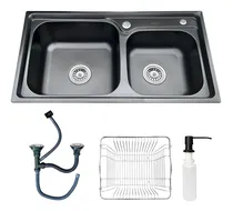 Comprar Cuba Dupla Gourmet Acetinado Completa Com Acessórios Cozinha Pia Bancada Luxo Aço Inox Cor Preto Brinovar